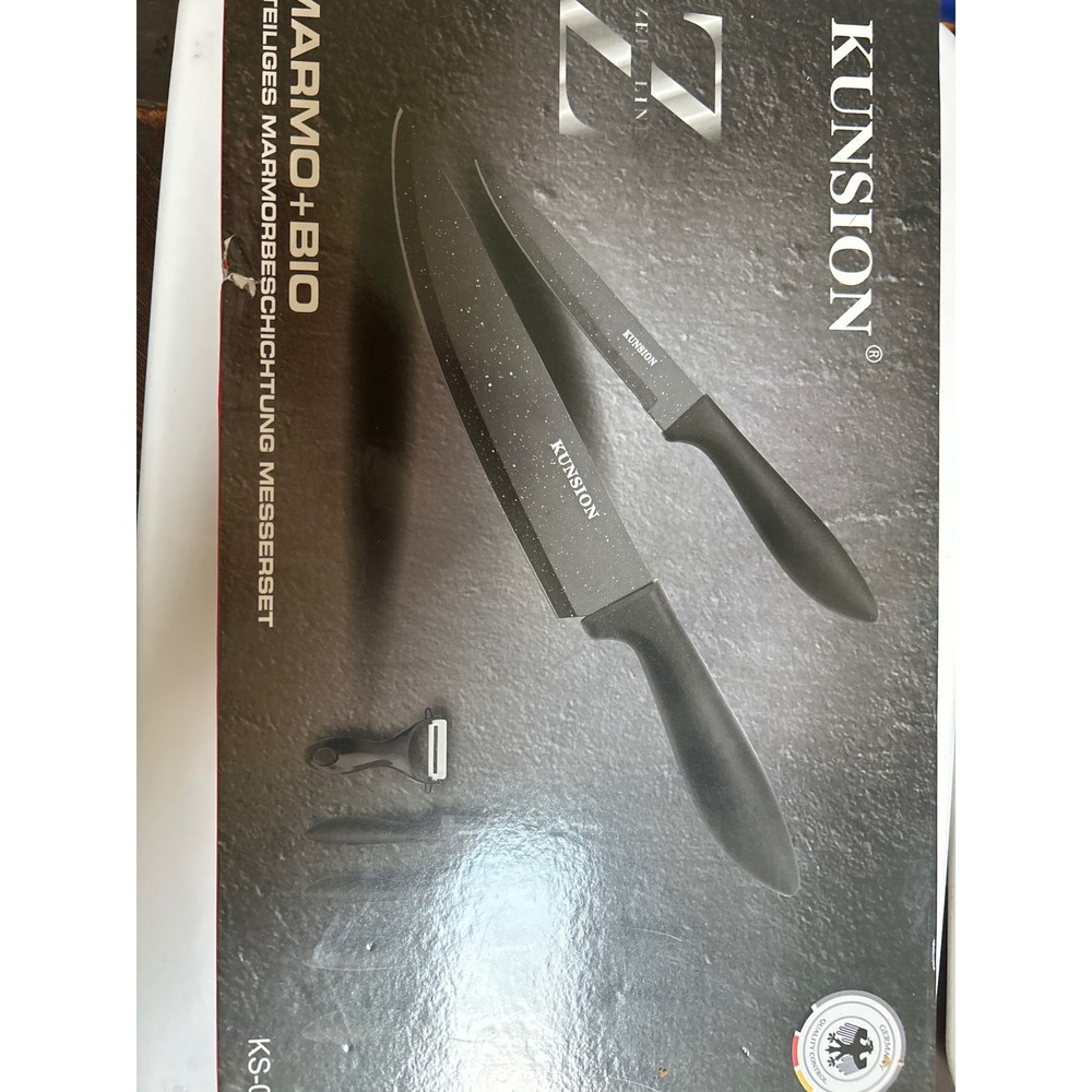 Kunsion 6 Piece Knife Set Black Marble Coating Stainless Steel Chef Utility KS-C
